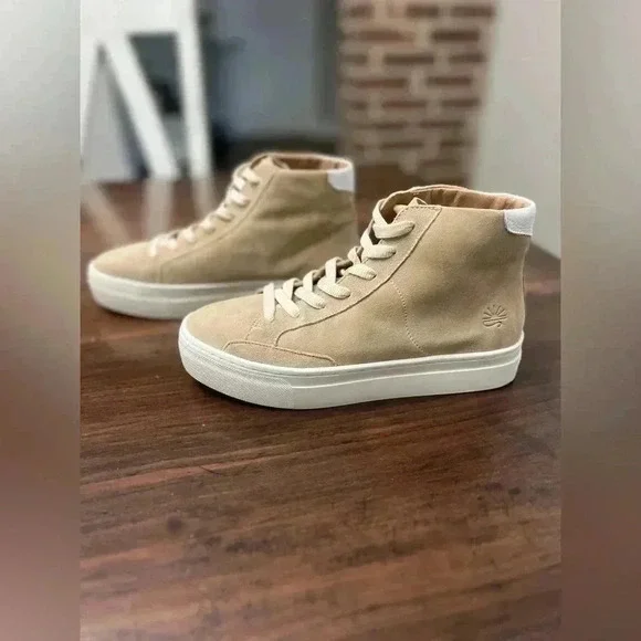 Soludos Ibiza Tan Sand High Top Sneakers Size 8.5 Suede Hipster Preppy Spring - Picture 5 of 12